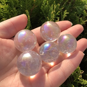 Commercio all'ingrosso di cristallo <span class=keywords><strong>angelo</strong></span> arcobaleno sfera trasparente Reiki pietre preziose di guarigione Mini Aura sfera di cristallo di quarzo trasparente per la decorazione - Product Image 6