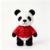 Peluche Panda de Haute Qualité Style Chinois, Vêtement Traditionnel Rouge Tang, Jouet Animal en Peluche Panda Doux