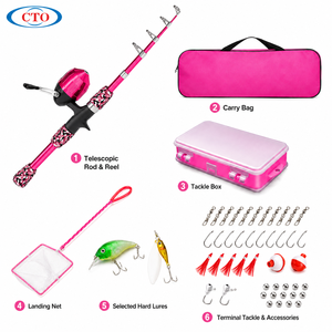 CTO Versatile Set da Pesca per Bambini con Canna da Spinning da 1,55 m e Mulinello Spincast in Vetro da 46 pezzi, Design a Motivo Rosa, per Giovani Pescatori Stellari - Product Image 3