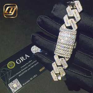 15mm Luxury 925 Sterling Silver VVS Moissanite Diamond <b>Iced</b> <b>Out</b> Cuban Link <b>Chain</b> Hip Hop Jewelry Bracelet Cuban Link Bracelet - Product Image 5
