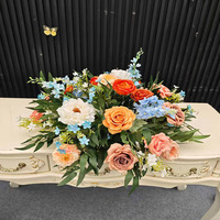 K Farm Bruiloft Gebroken Boog Bloemstuk Stofblauw Rustieke Stijl Kunstmatige Bloemstukken Hoornboog voor Bruiloft Achtergronddecoratie