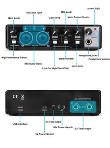 Carte son externe professionnelle USB BHA BH22 sans pilote pour diffusion en direct, instruments de musique, composition musicale, console de <span class=keywords><strong>mixage</strong></span> - Product Image 6