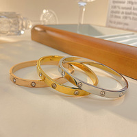 Bracelets et Joncs de Marque Célèbre en Acier Inoxydable, Vis d'Amour, Cristal Zircone Cubique CZ pour Femmes, Bijoux de Mode de Créateur
