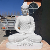 Statues de Bouddha assis en pierre blanche de grande taille, modernes et personnalisées, pour jardin, sculpture en marbre d'extérieur à vendre