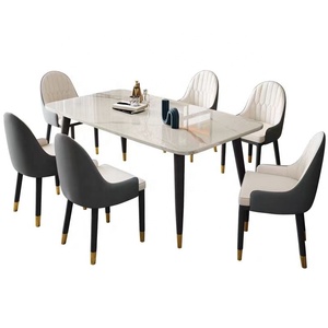 Juego de diseño de fabricación de mesa de comedor de 6 plazas con sillas mesa de mármol rectangular de lujo para restaurante - Product Image 1