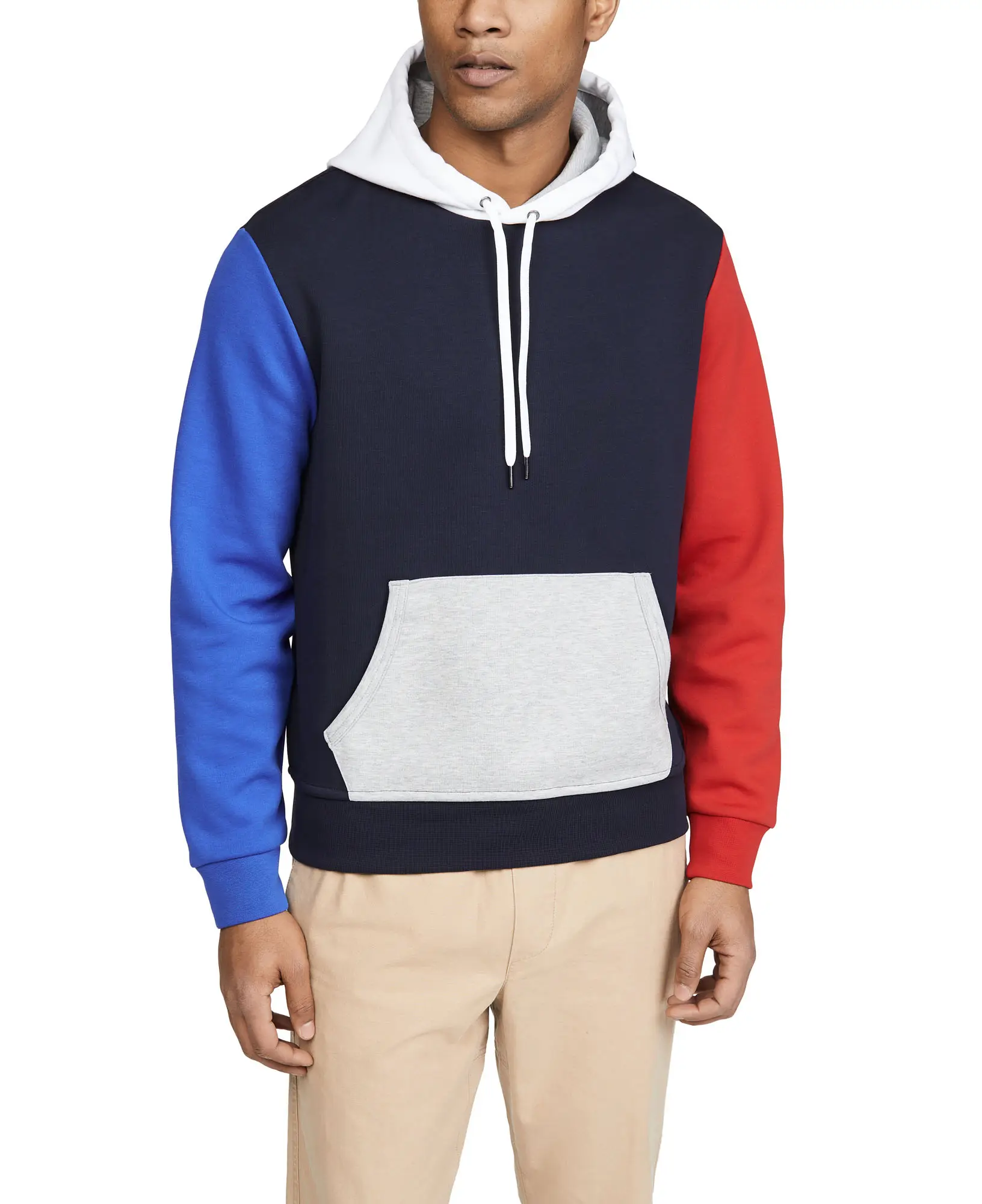 Groothandel Hoge Kwaliteit Custom Twill Patched Colorblock Oversized Sweatshirt Voor Mannen Trui Hoodies Dikker 100% Katoen