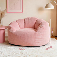 Grand fauteuil pouf modulaire pliable moderne en velours côtelé rose, compressé sous vide, pour lecture et détente au sol