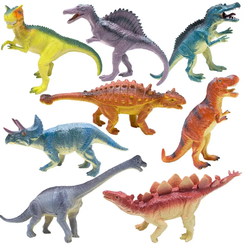 Modelo de dinosaurio de goma de plástico suave para niños, juguete educativo de dinosaurios con sonido de silbato BB