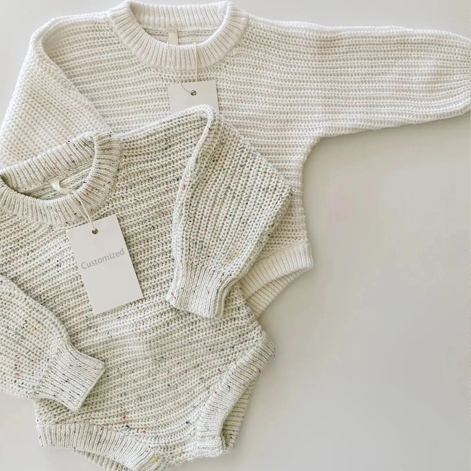 2024 New Design Custom Babi Boutique striation Knitted Toddler Boys Baby Sweater Romper