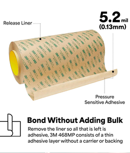 Şeffaf 0.13mm 3m 468mp Çift Taraflı Yapışkan Transfer Bandı Rulosu 305mm X 55m 3m Akrilik Çift Taraflı Bant Yüksek Sıcaklık Bandı için - Product Image 3