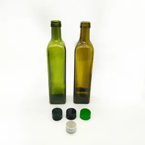 流行100毫升150毫升500毫升750毫升透明方形空橄榄油玻璃瓶厨房酱油醋分配器加油器带盖