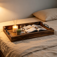 Plateau simple multifonction en bois poli pour salon, cuisine, comptoir, salle de bain, meuble-lavabo, rangement de boissons, compatible lave-vaisselle, contact alimentaire