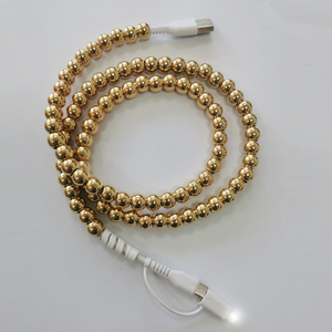 Đa chức năng 4-in-1 PD đa cổng đính cườm Cáp dữ liệu Type-C điện thoại di động sạc cáp vàng hạt bạc hai trong một - Product Image 5