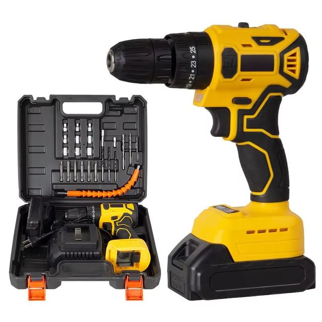 21V Brushless Cordless Impact Drill Kit High Torque Two Li-ion Batteries 10mm OEM Heavy-Duty DIY Construction
