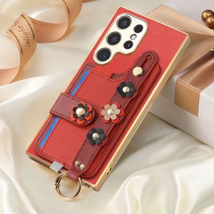 เคสโทรศัพท์หนังเคลือบเงาหรูหราสำหรับ Samsung S24 Ultra พร้อ<span class=keywords><strong>ม</strong></span>ช่องใส่<span class=keywords><strong>ซิ</strong></span><span class=keywords><strong>ม</strong></span>การ์ด, เคสสายคล้องมือลายดอกไม้สำหรับ S23 Fe - Product Image 3