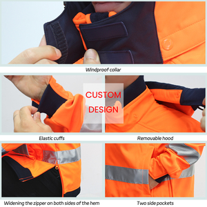 سترة عمل قماشية شتوية مخصصة للرجال بتصميم غير رسمي مقاوم للماء بطارية USB ساخنة سترة عاكسة هاي فيس - Product Image 4