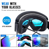 Lunettes de ski anti-froid et anti-neige à grand champ de vision avec lentille sphérique, vente directe d'usine, personnalisables