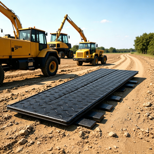 แผ่นรองพื้นแบบยืดหยุ่นสำหรับงานหนัก UHMWPE HDPE สำหรับงานก่อสร้าง แผ่นปูพื้นชั่วคราวสำหรับจอดรถ ป้องกันหญ้า ป้องกันพื้นถนน - Product Image 3