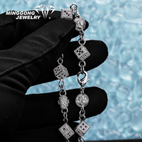 Bracelet Moissanite S925 pour homme et femme Style Hip Hop Crossball Dice Diamond Test réussi Nouveau design de mode Bijoux fins Cadeau