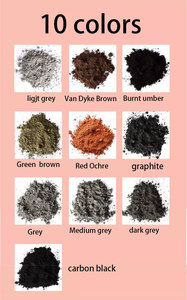 HEASTEED 10 couleurs de crayons à dessin au carbone/graphite/gris/ochre rouge/marron Van Dyke/ambre brûlé/peinture soluble dans l'eau, toner de peinture - Product Image 5