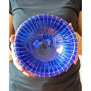 Bennyudine Gabbiani Classic Blue Striped <b>Blown</b> <b>Glass</b> Cup Vase Luxury Small Tall Cylinder Flower Dining Living Partys Desktop - Product Image 1