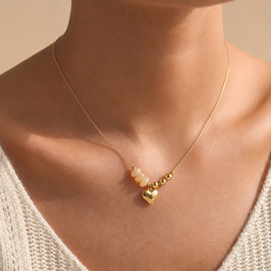 Collar con Colgante de Acero Inoxidable Dorado, con Piedra Natural Única, Diseño de Cara Sonriente, Flor y Corazón, con Circonita, Venta al por Mayor, No se Desvanece - Product Image 5