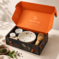 Boîte d'abonnement au thé HONPAK, emballage cadeau en carton ondulé personnalisé pour les ensembles de matcha, la céramique, les paniers de bien-être et les cadeaux saisonniers