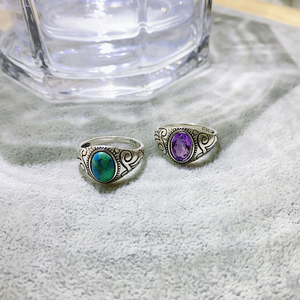 Attrayant Design à la mode 925 <span class=keywords><strong>bague</strong></span> en argent Sterling avec pierre <span class=keywords><strong>Turquoise</strong></span> naturelle Style rétro cadeau de fiançailles hommes femmes - Product Image 2