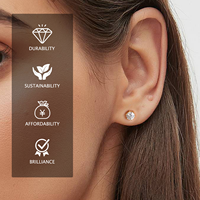 Pendientes de Moissanita VVS de Plata S925 con Baño de Oro de 14K para Mujer y Hombre, 1ct 2ct, Entrega en 3 Días, Stock en EE. UU., Pasa Prueba de Diamante GRA