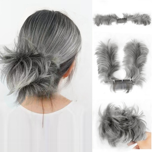 Messy Hair Bun Court Naturel Droit Polyvalent Styles Réglables Pièces de <span class=keywords><strong>Cheveux</strong></span> Facile <span class=keywords><strong>Postiche</strong></span> Synthétique pour Femmes Extension de <span class=keywords><strong>Cheveux</strong></span> - Product Image 6