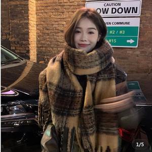 وشاح شتوي نسائي راقٍ متعدد الاستخدامات، شال صوف محبوك وسميك ودافئ مناسب للطالبات - Product Image 3