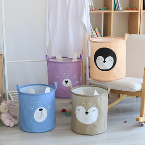 Panier à linge imprimé pingouin le plus récent avec tête d'animal pour enfants - Product Image 1