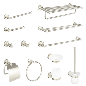 Ensemble de 3 accessoires de salle de bain à ventouse : porte-serviettes, porte-papier toilette mural en acier inoxydable finition noire, style contemporain - Product Image 1