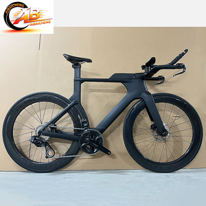 Vélo de route de triathlon TT 700c entièrement en carbone, 24 vitesses, transmission sans fil, frein à disque, pédale ordinaire, course sportive, jeu de roues T1000 - Product Image 1