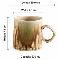Taza de Café de Cerámica con Logotipo Personalizado, Diseño de Bloques de Color y Rayas, Vajilla OEM para Cafetería, Restaurante y Venta al por Menor