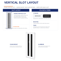 Diffuseur linéaire à 2 fentes en alliage d'aluminium, grille de ventilation murale et de plafond à double fente, registre de ventilation réglable pour CVC