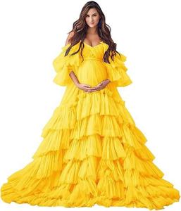 Nouvelle Robe de Soirée Élégante Haut de Gamme en Tulle à Volants et Épaules Dénudées 2026 pour Séance Photo en Studio et Baby Shower - Product Image 3