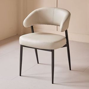 Sedia imbottita, sedia da pranzo di ispirazione retrò con schienale curvo, ideale per la zona pranzo, struttura in metallo resistente nera - Product Image 2