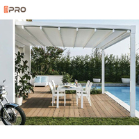 Pergola rétractable en métal pour terrasse, gazebo 6M, pergola résistante aux intempéries