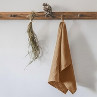 Serviette de table en lin massif, tissu en lin naturel pour la cuisine avec boucle de suspension