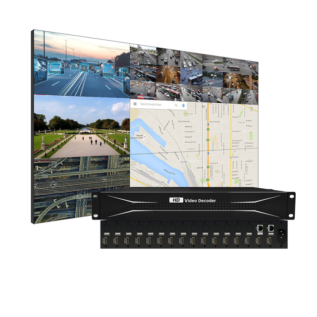 H.265 H.264 MPEG4 MJPEG 16 Split Screen Network Video Decoder for Smart City Project