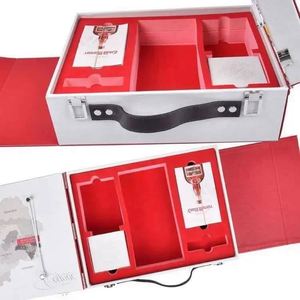 Boîte d'emballage pour échantillon de <span class=keywords><strong>vin</strong></span> en cuir PU de style sac rouge, avec fermeture éclair, matelassée, motif floral, pour lunettes de soleil, jetons de trading et pièces de collection, blanche et assortie - Product Image 5