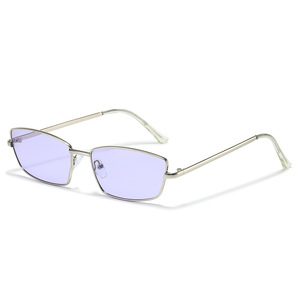 Lunettes de soleil rétro 2026 personnalisées avec logo, monture argentée, UV400, légères, petites et carrées, pour hommes et femmes - Product Image 1