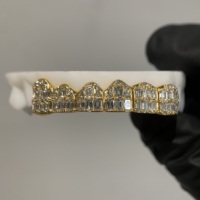 Grillz en argent 925 plaqué or émeraude Hip Hop pour hommes et femmes, personnalisé avec Moissanite VVS, bijoux dentaires