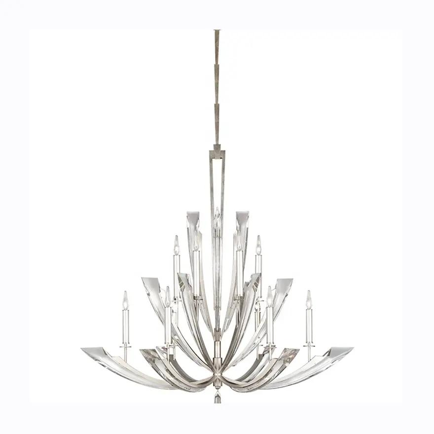 New Elegant Luminary Large Crystal Chandelier Luxury Silver Pendant Lighting For Living Dining Room Lamp
