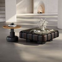 Meubles de maison minimalistes italiens, table basse créative de designer, ensemble de tables basses carrées en marbre pour villa