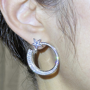 Orecchini a cerchio a stella da donna, design circolare, eleganti, alla moda, accessori per l'uso quotidiano - Product Image 5