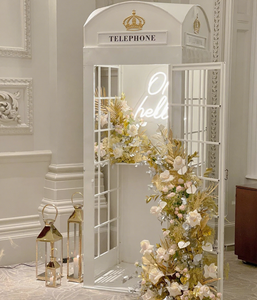 Decoración <span class=keywords><strong>de</strong></span> Boda LUYI, Cabina Telefónica <span class=keywords><strong>de</strong></span> Londres Personalizada, Libro <span class=keywords><strong>de</strong></span> Visitas <span class=keywords><strong>de</strong></span> Audio con Flores, Cabina Telefónica Blanca Británica - Product Image 1