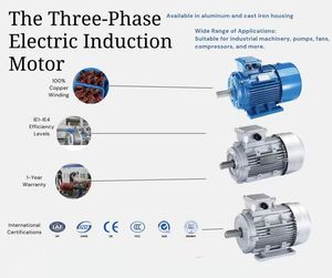 CE ROHS 380V 비동기 모터 50/60Hz 1500rpm 0.75kW-100kW IP54/55 YE3 시리즈 100% 구리선 삼상 교류 전동기 - Product Image 4