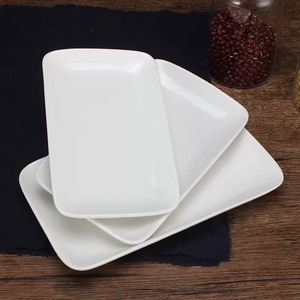 Assiette rectangulaire en céramique, couleur unie blanc pur, pour les repas d'hôtel et les plats de camping - Product Image 4
